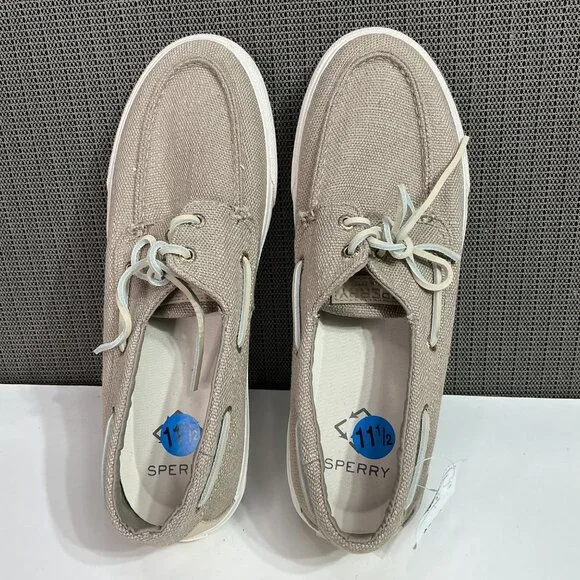 Sperry Men's Boat Shoes Size 11.5 Beige Canvas Slip-On Casual - Picture 4 of 8